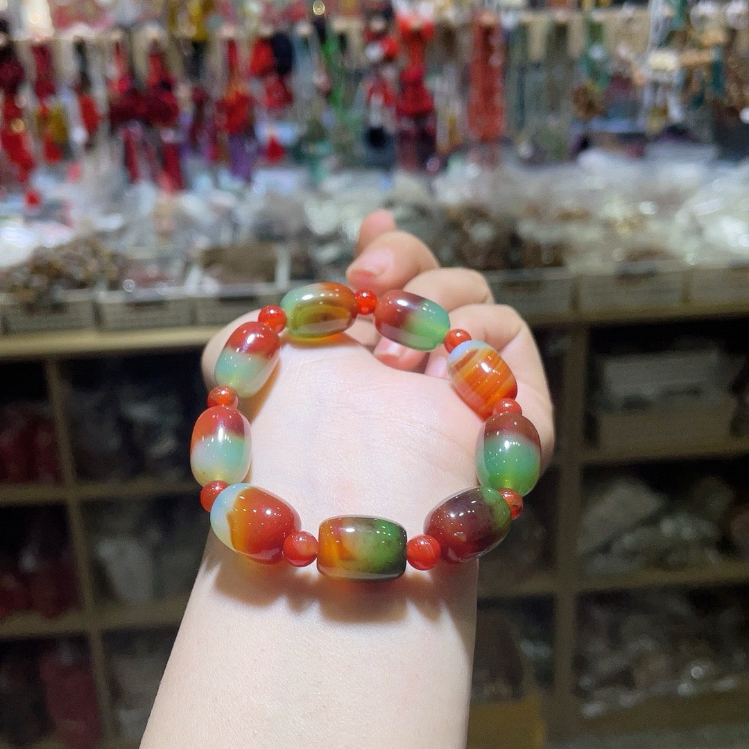 Peacock agate bracelet