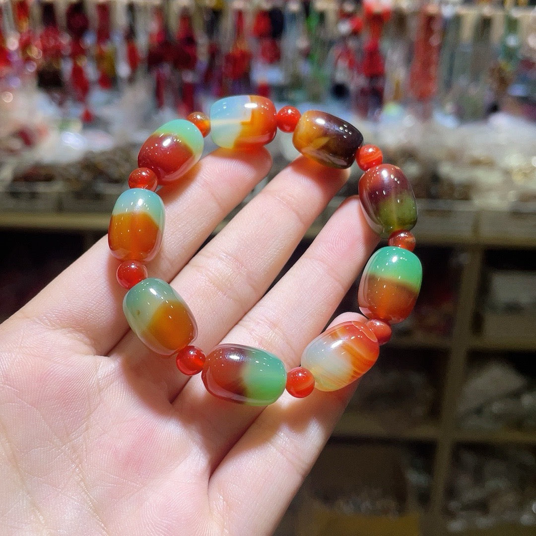 Peacock agate bracelet