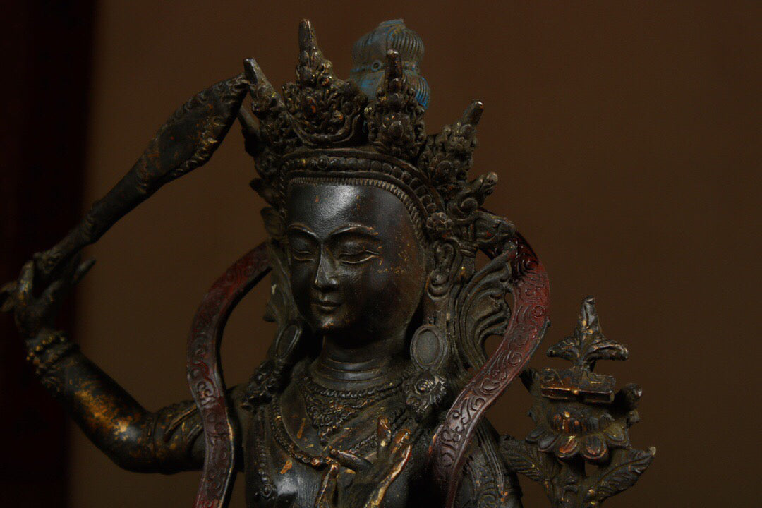 Chinese antique pure copper statue of Manjushri Bodhisattva