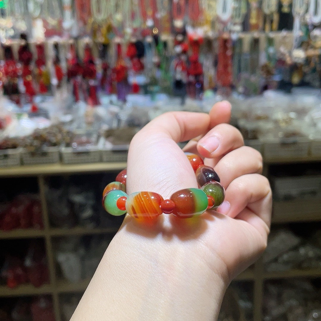 Peacock agate bracelet