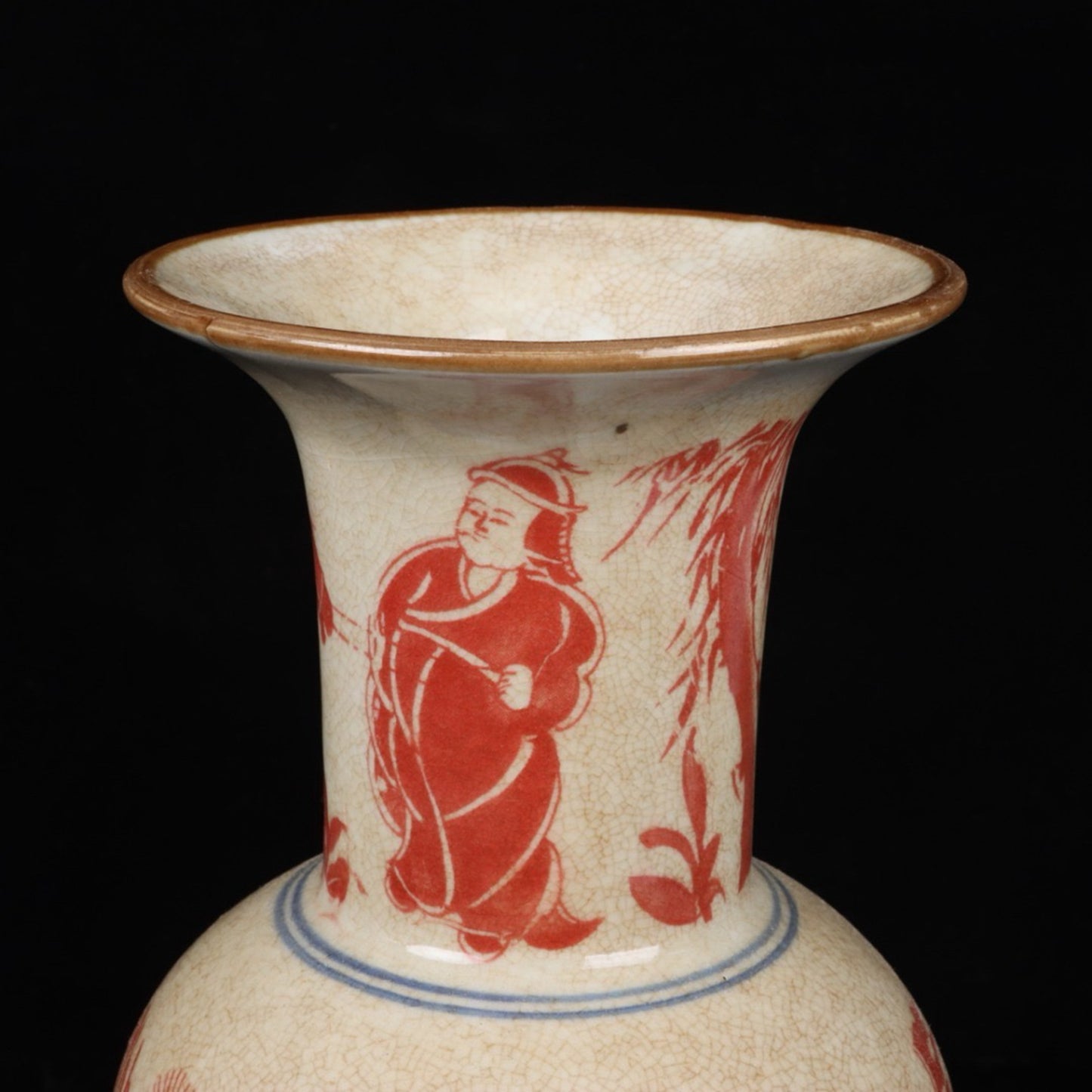 Glazed Red Ghost Valley Descending Mountain Pattern Flower Gu