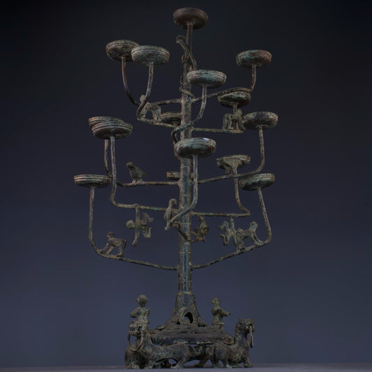 Chinese antique bronze lamp stand
