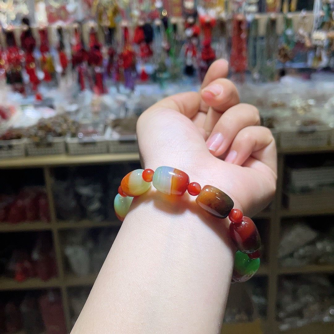 Peacock agate bracelet