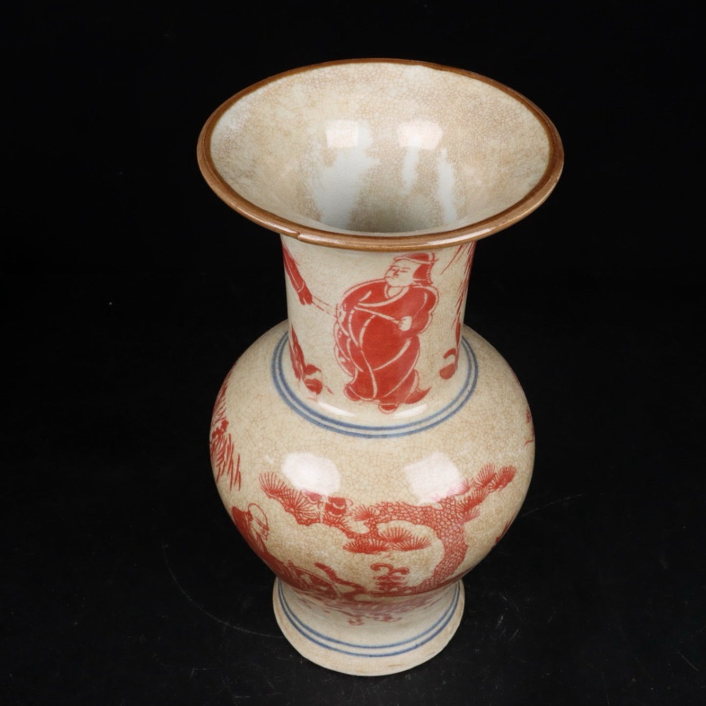 Glazed Red Ghost Valley Descending Mountain Pattern Flower Gu