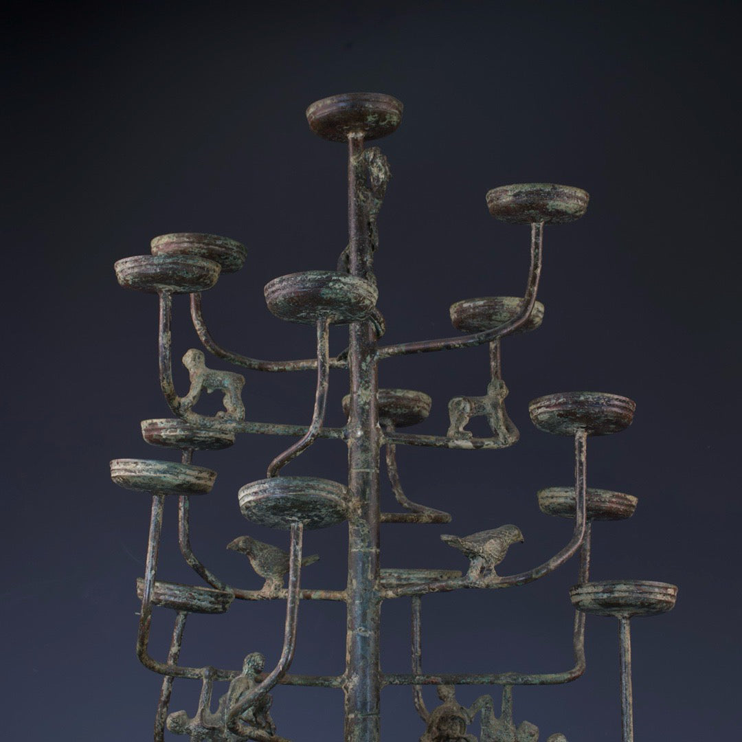Chinese antique bronze lamp stand