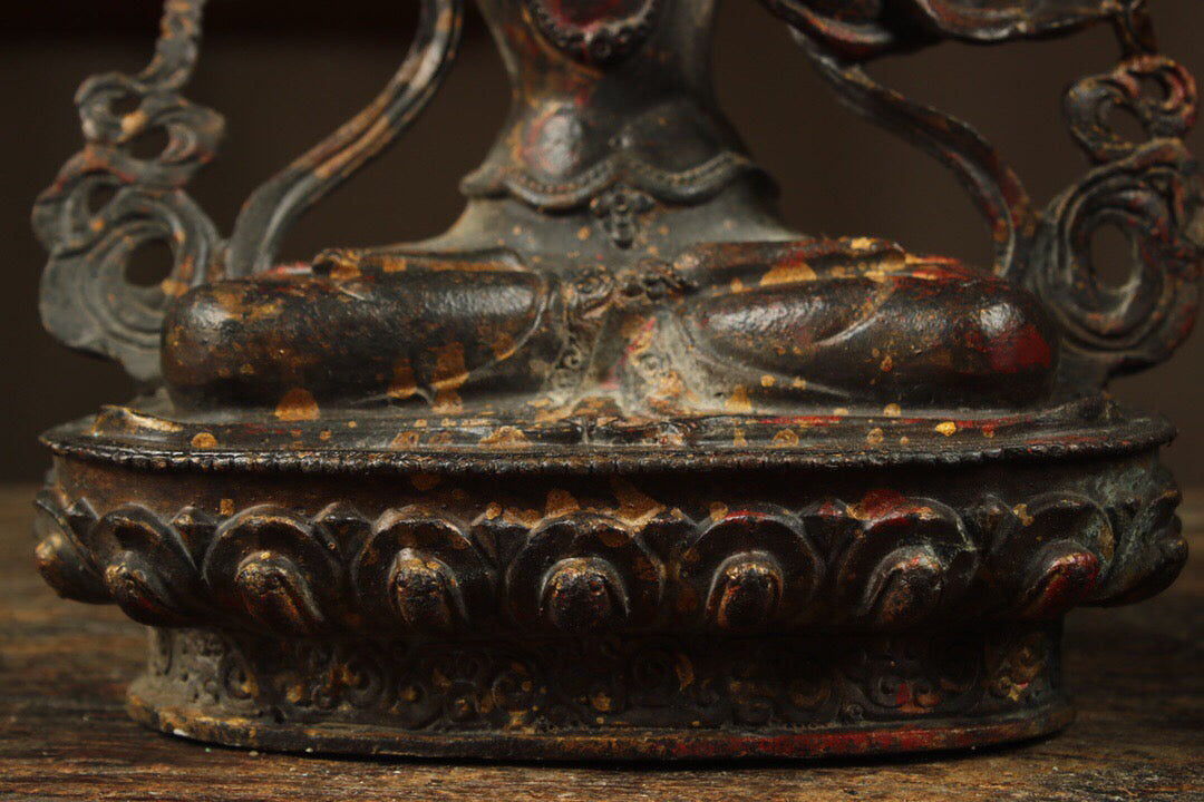 Chinese antique pure copper statue of Manjushri Bodhisattva