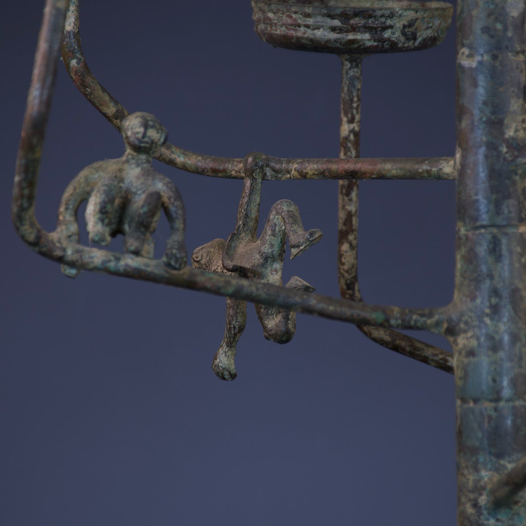 Chinese antique bronze lamp stand