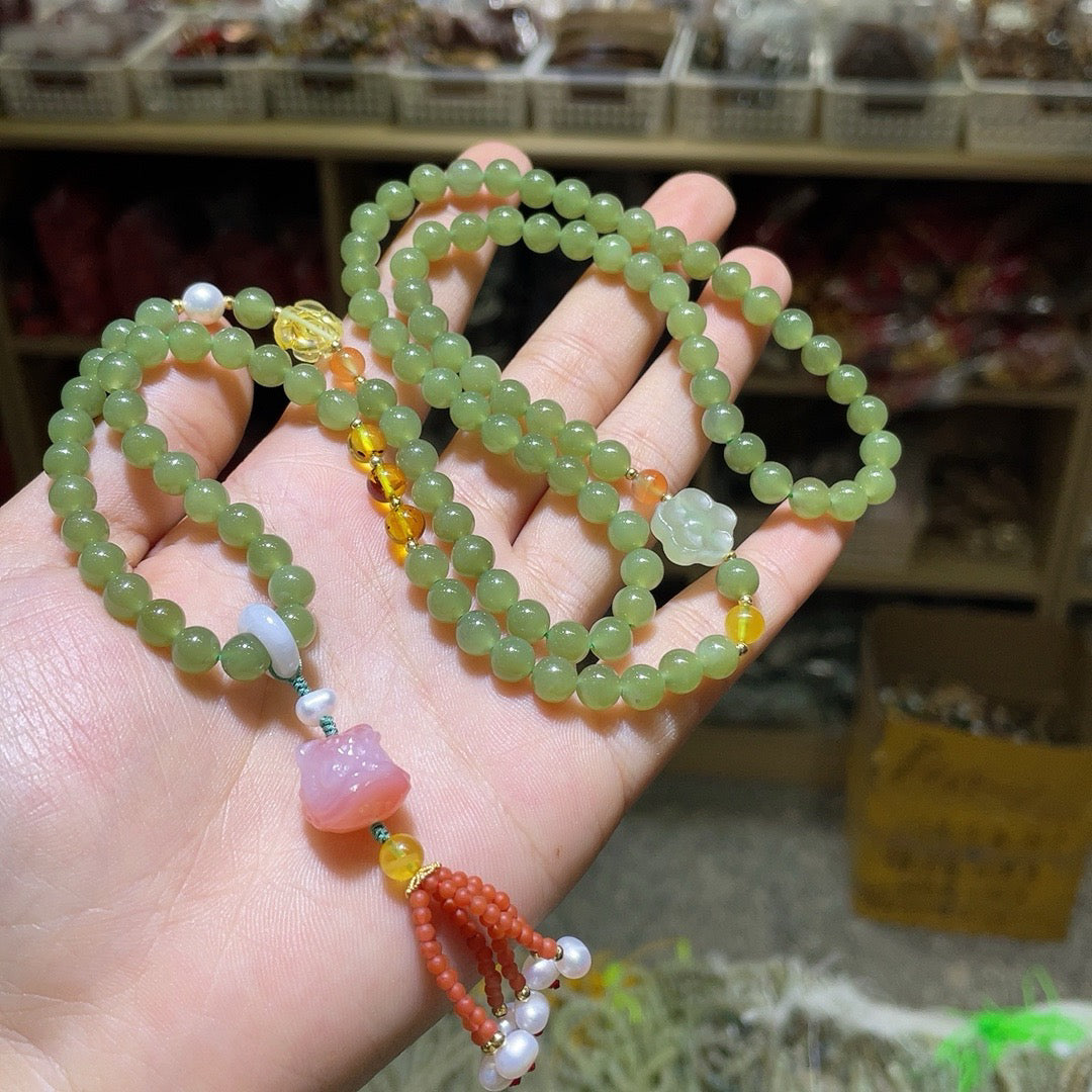 Hotan Jade Jasper Salt Source Awakening Lion Sweater Chain