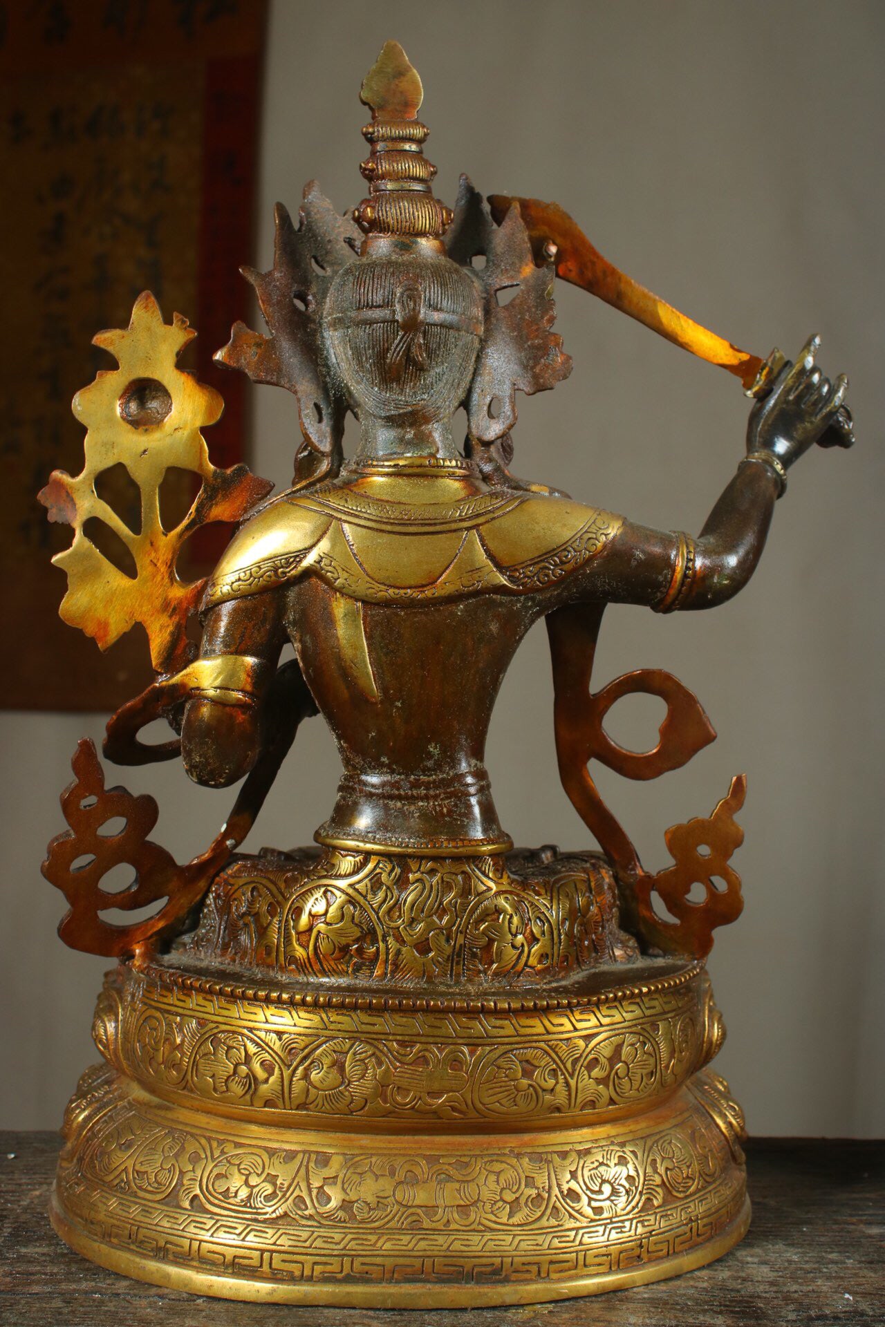 Chinese antique pure copper statue of Manjushri Bodhisattva