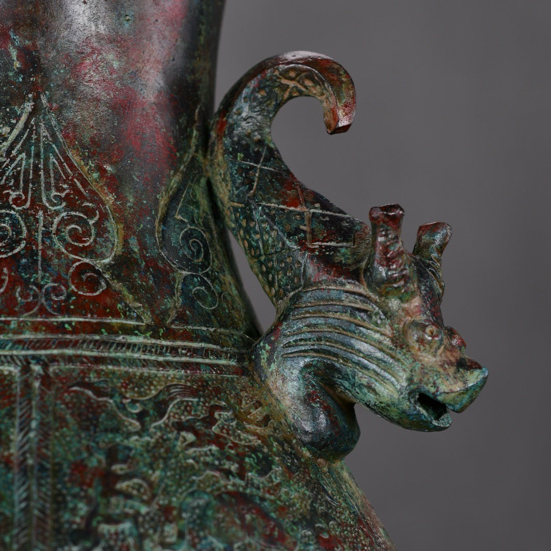 Chinese antique bronze hunting patterned teapot