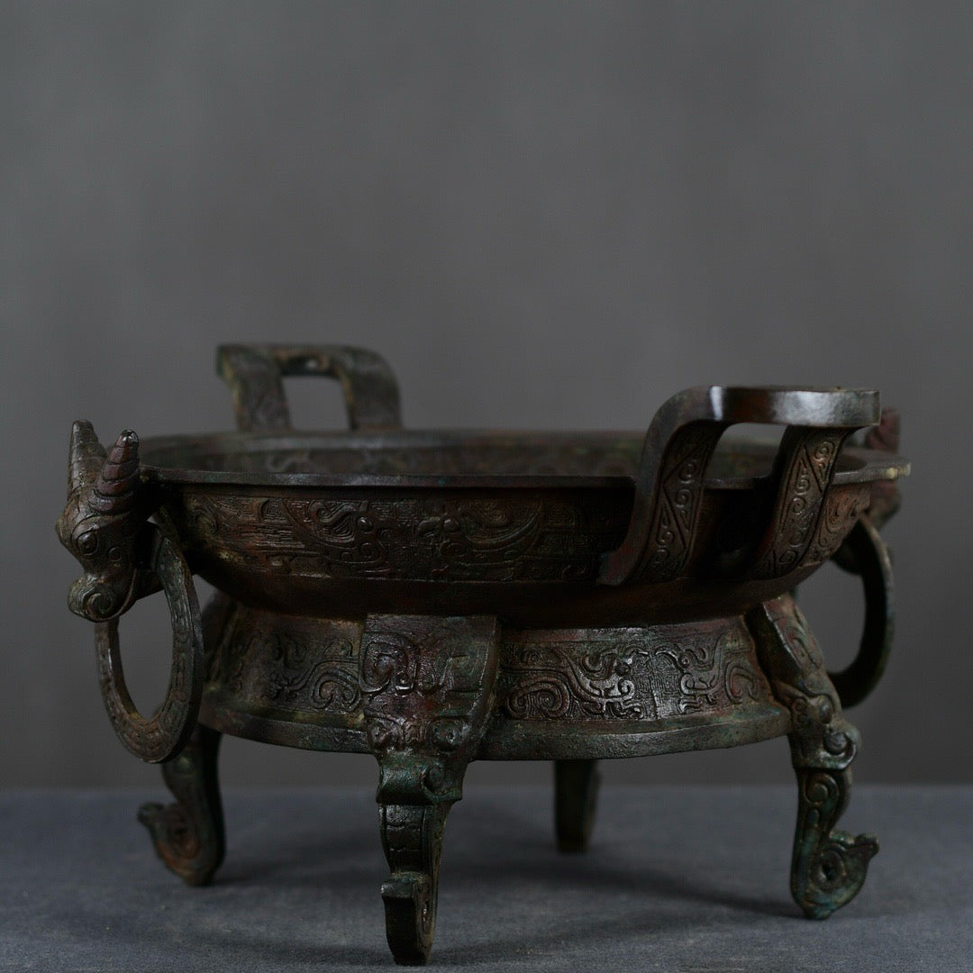 Chinese antique bronze fruit platter