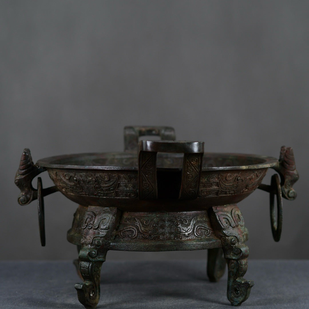 Chinese antique bronze fruit platter