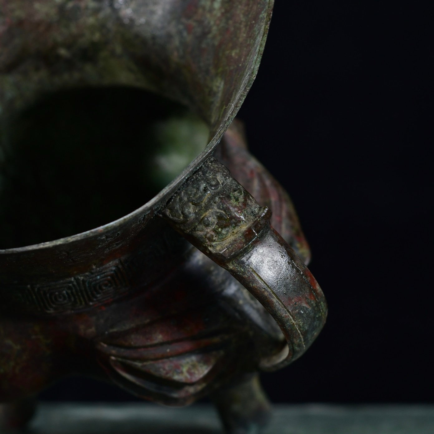 Chinese Antique Bronze Man Face Cup