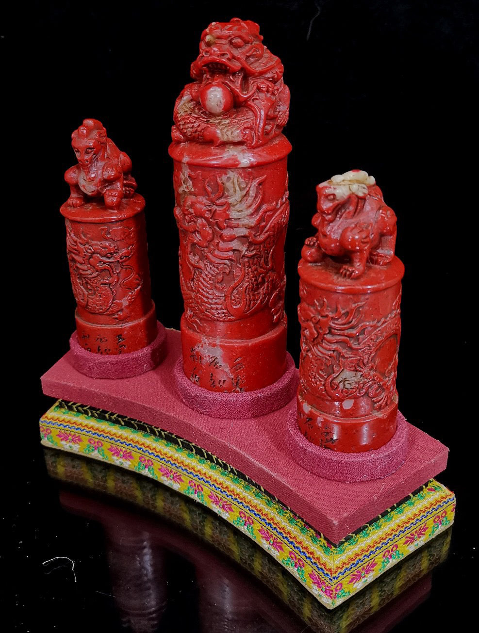 Chinese Antique Three Dragon Pillar Seal