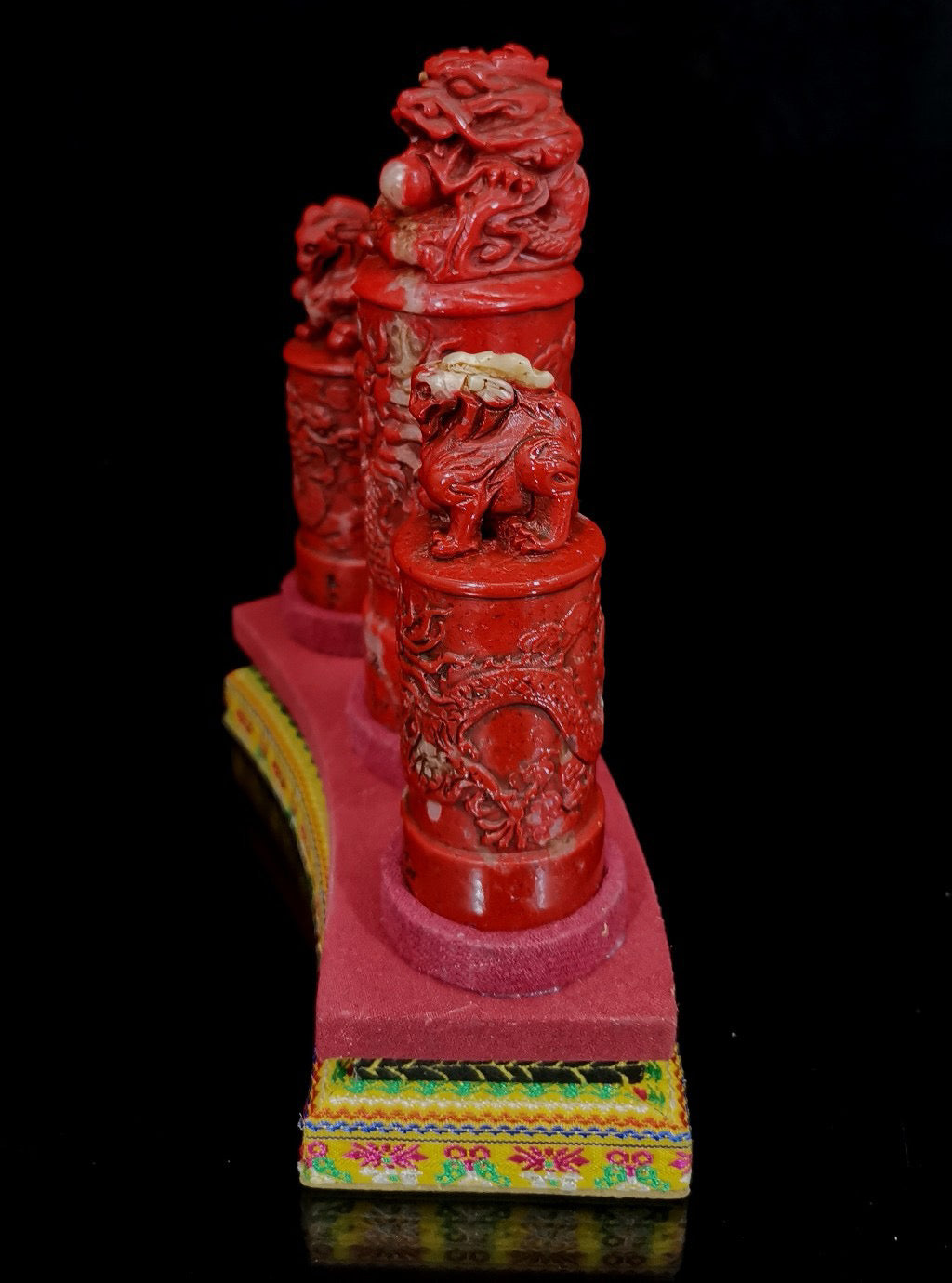 Chinese Antique Three Dragon Pillar Seal