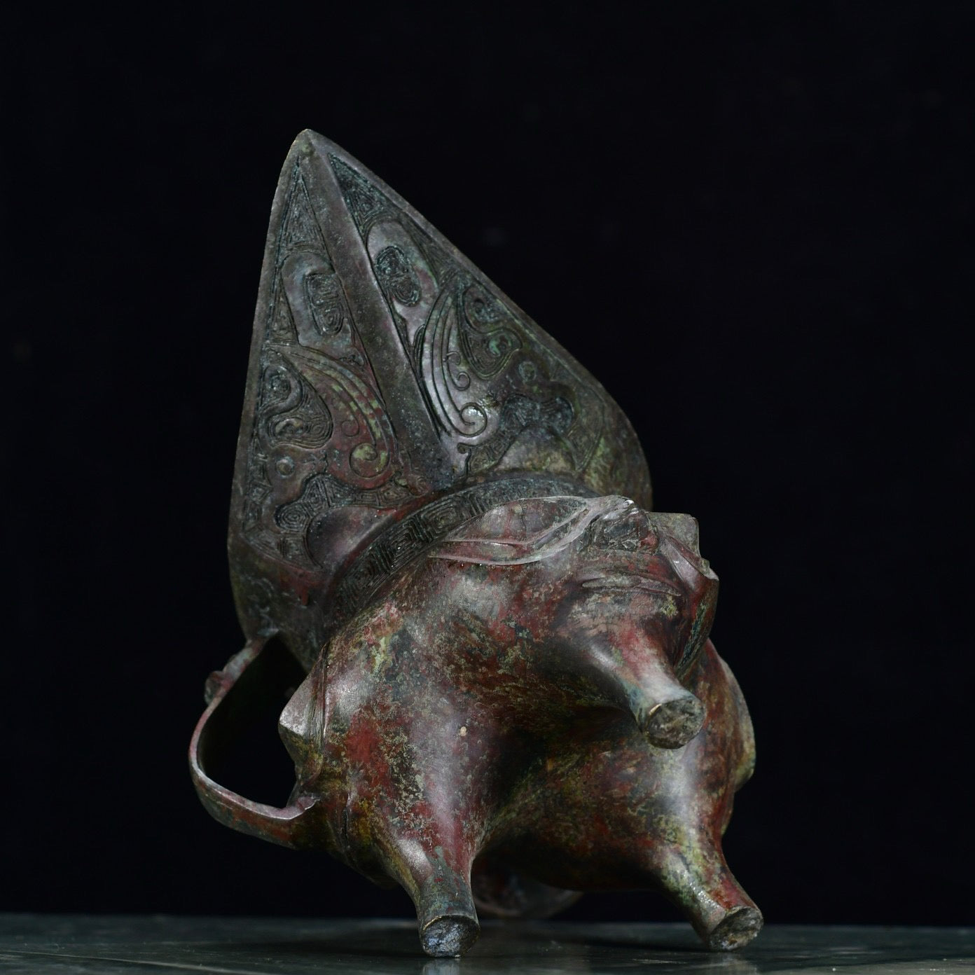 Chinese Antique Bronze Man Face Cup