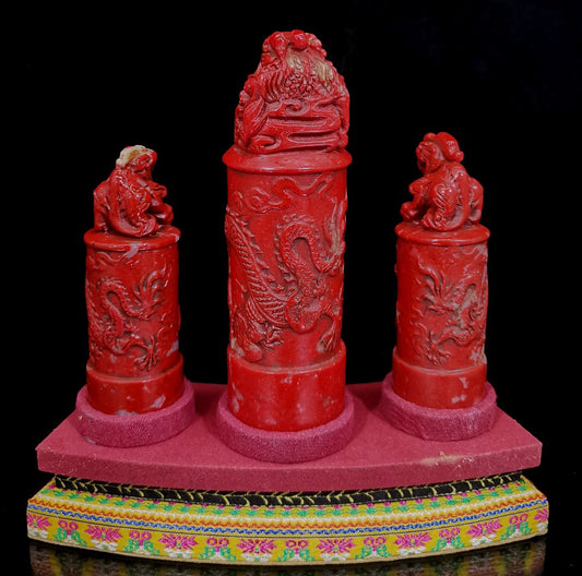 Chinese Antique Three Dragon Pillar Seal
