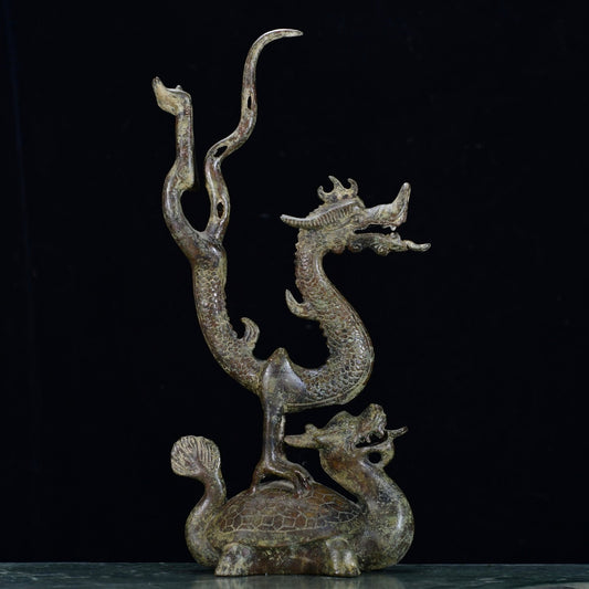 Chinese antique bronze dragon turtle ornaments