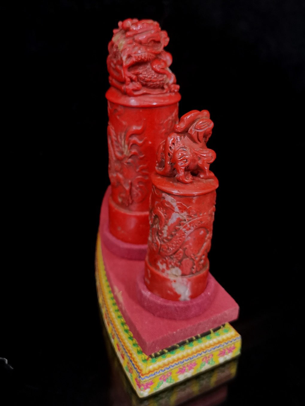 Chinese Antique Three Dragon Pillar Seal