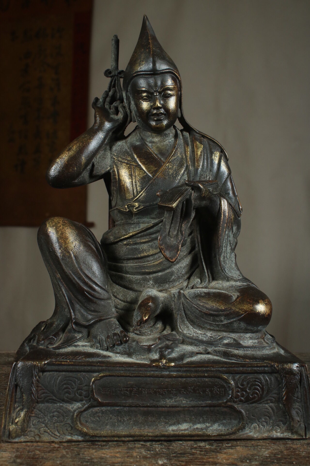 Chinese antique pure copper statue of Zongkhapa Buddha