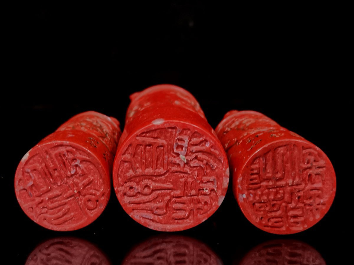 Chinese Antique Three Dragon Pillar Seal