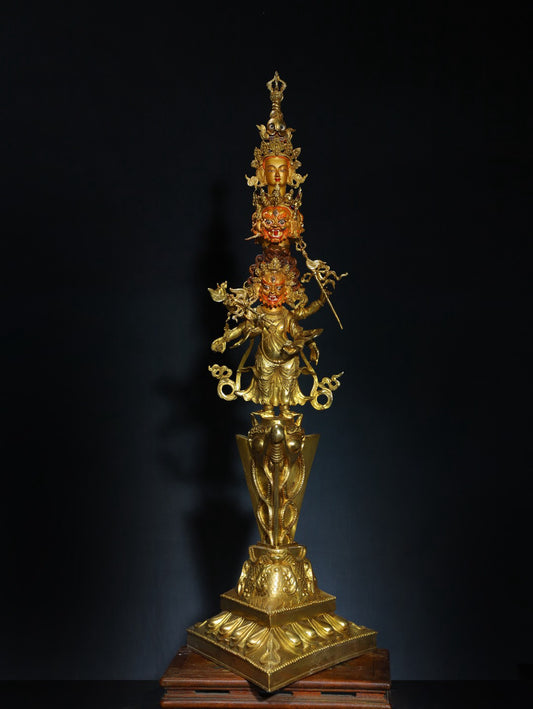 Chinese antique pure copper Mahakala Buddha statue