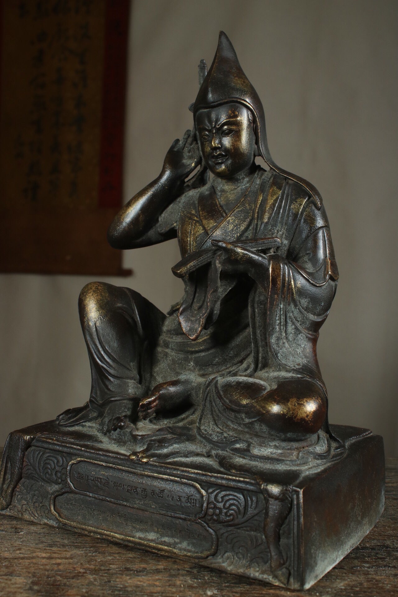 Chinese antique pure copper statue of Zongkhapa Buddha