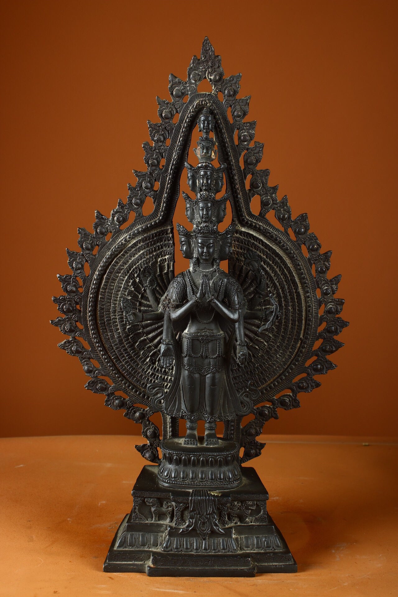 Chinese antique pure copper thousand handed Guanyin Buddha statue