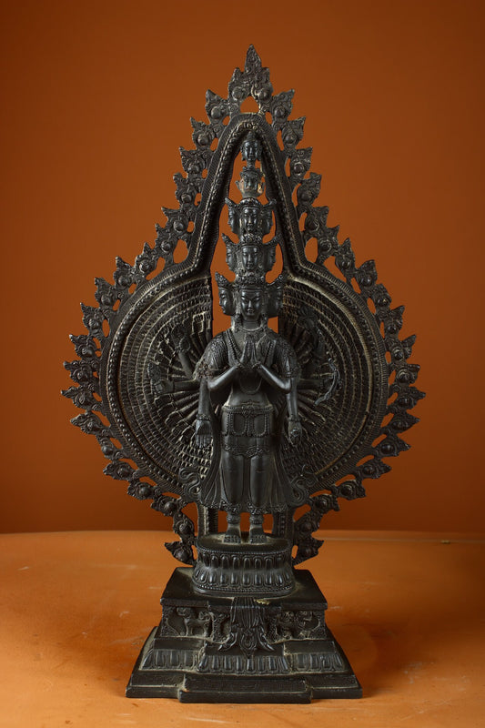 Chinese antique pure copper thousand handed Guanyin Buddha statue