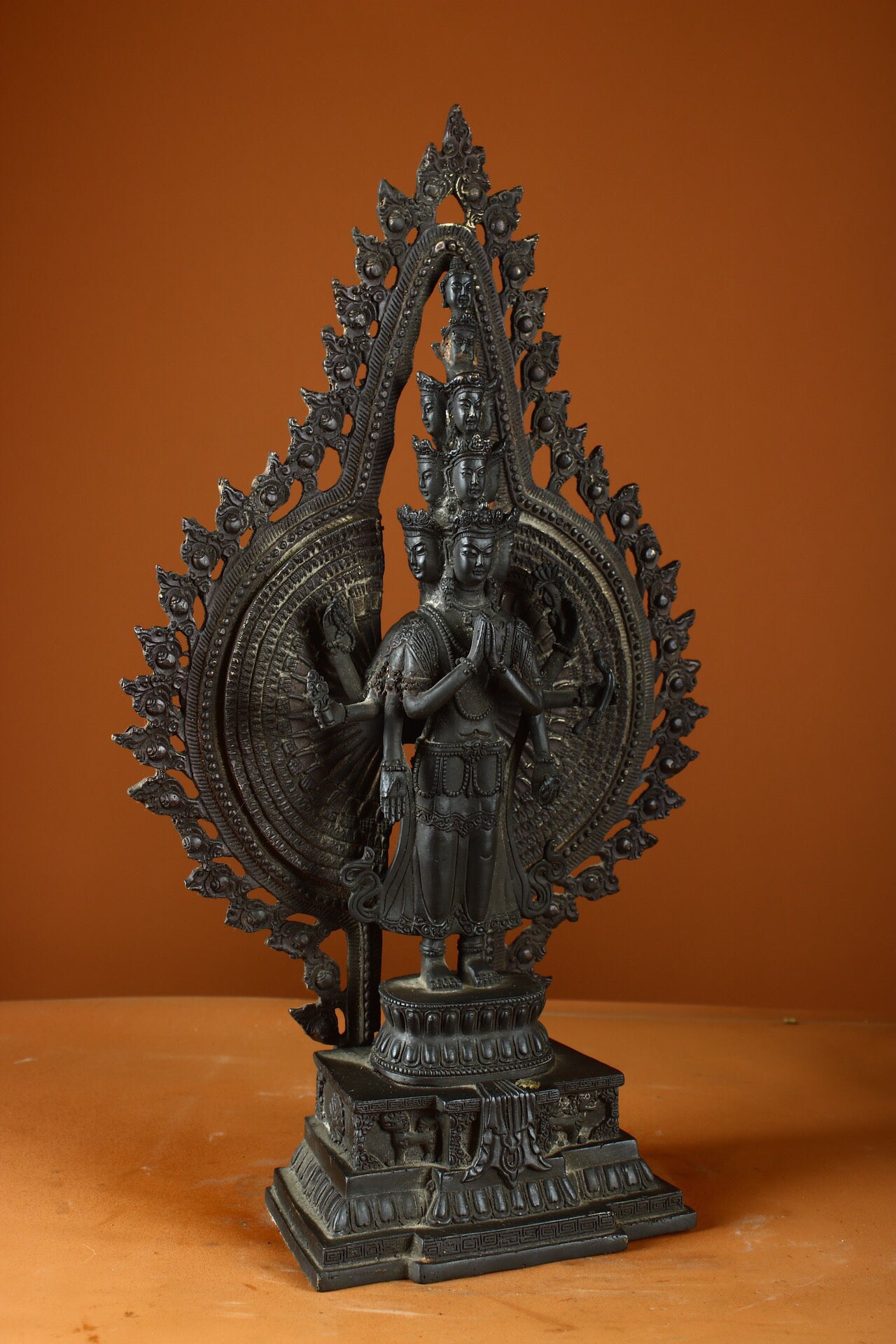 Chinese antique pure copper thousand handed Guanyin Buddha statue