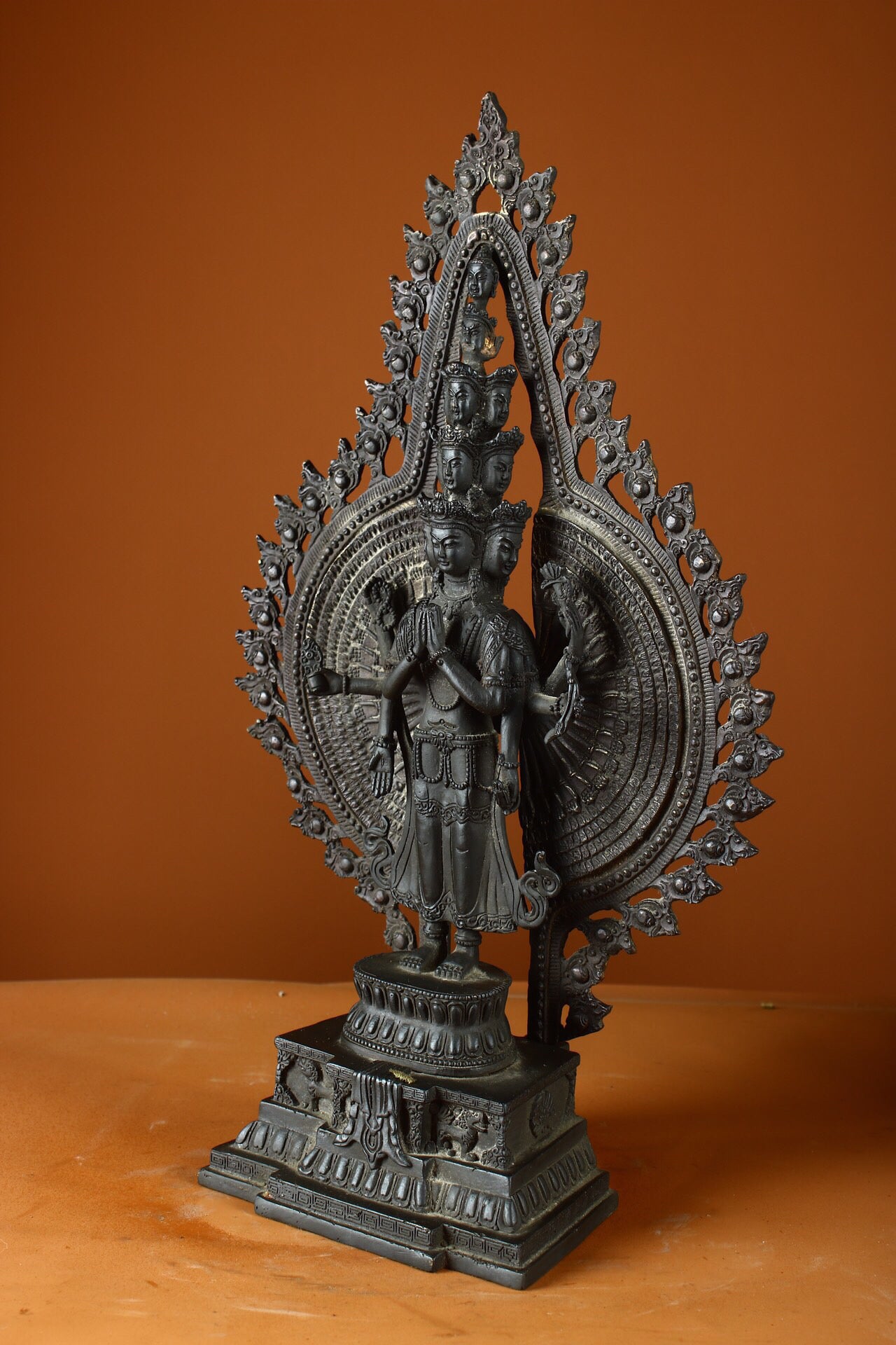 Chinese antique pure copper thousand handed Guanyin Buddha statue