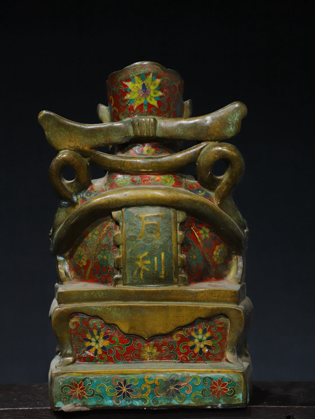 Chinese antique pure copper cloisonn é cloisonn é wire enamel colored statue of the God of Wealth Buddha