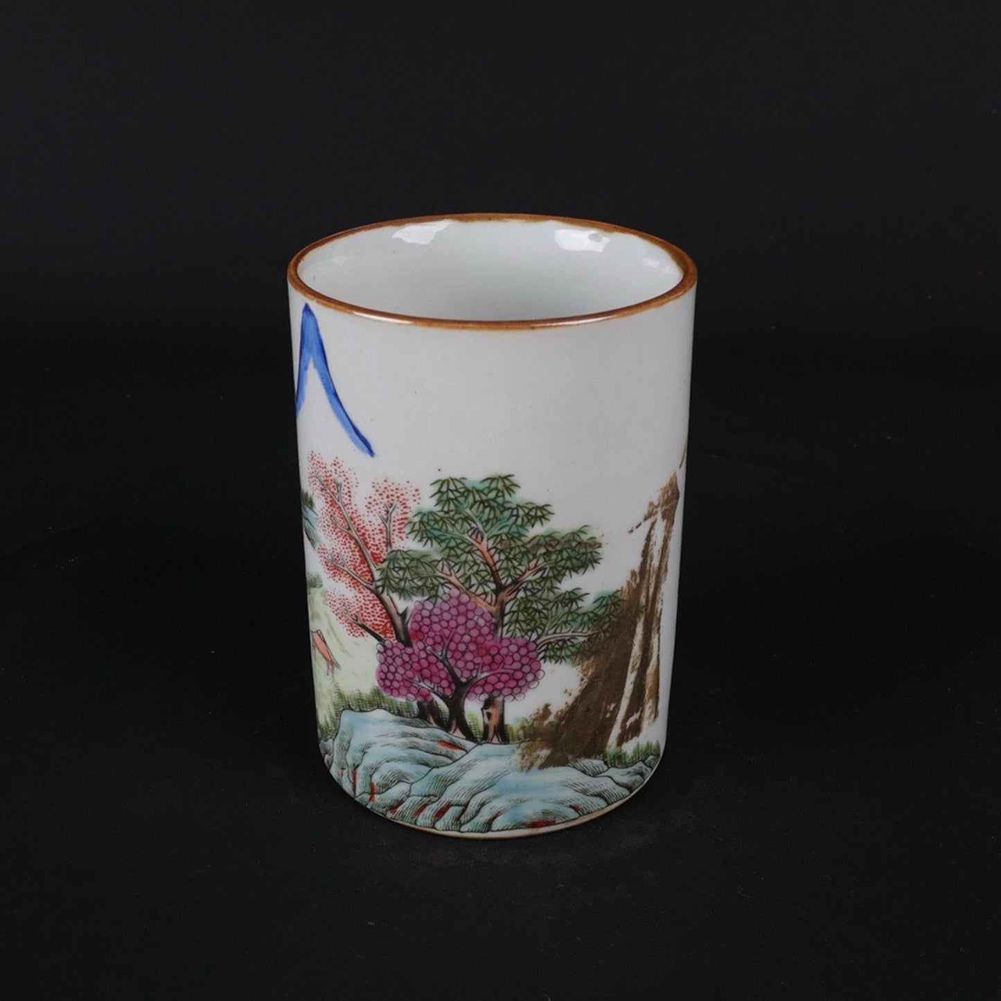Light Crimson Colored Landscape Pattern Small Pen Holder