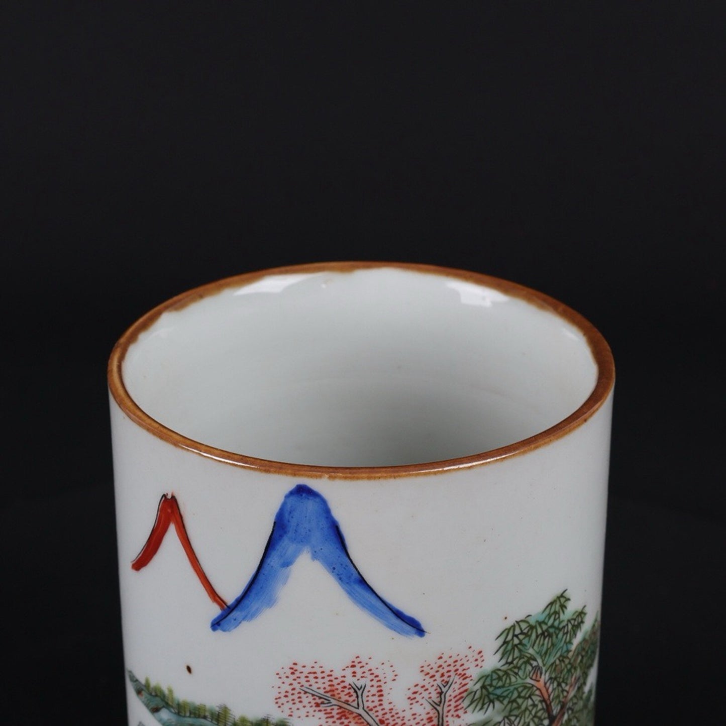 Light Crimson Colored Landscape Pattern Small Pen Holder