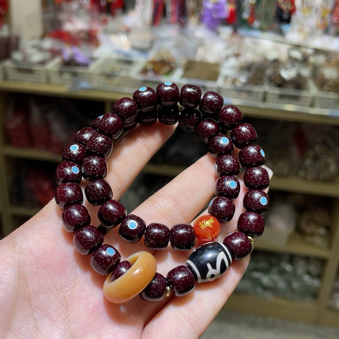 Star Moon Bodhi with Heavenly Pearl Double Circle Bracelet