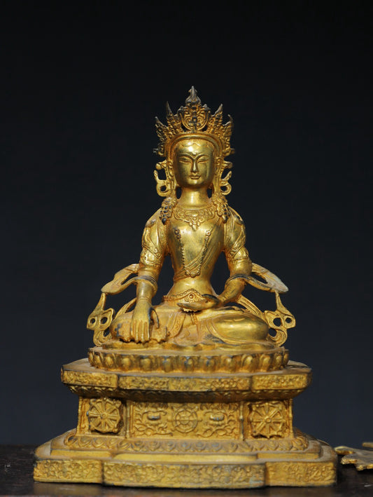 Chinese antique pure copper white Tara Buddha statue