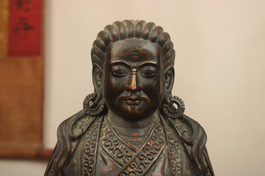 A set of Chinese antique pure copper statues of the Three Sages of the Kagyu sect