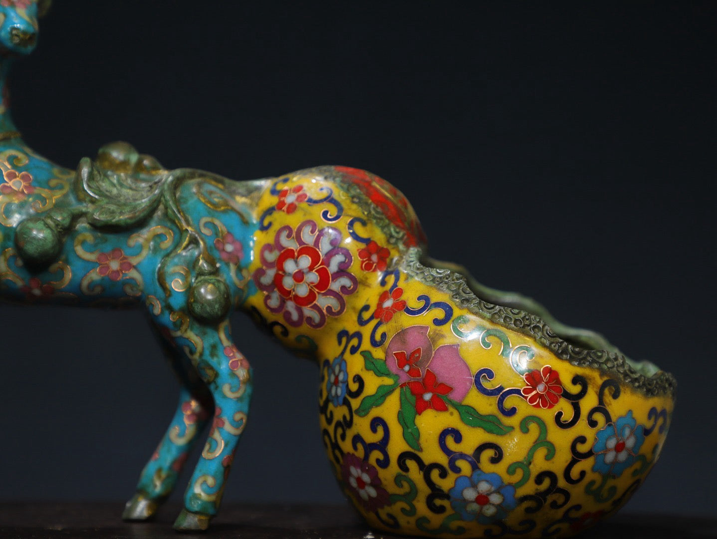 Chinese antique pure copper cloisonne attracting wealth deer ornaments