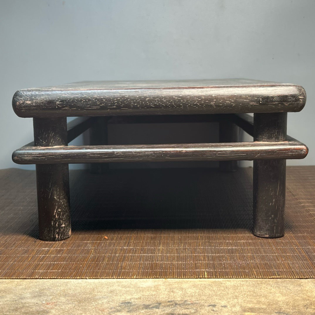 Chinese antique blood sandalwood inlaid with shell carved small kang table base