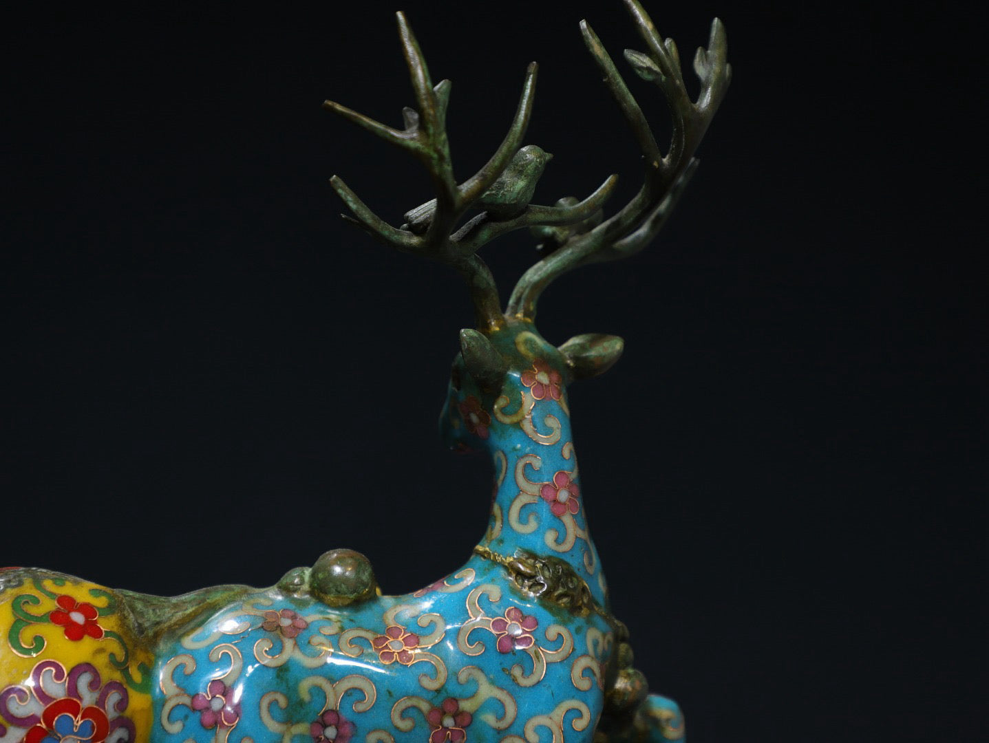 Chinese antique pure copper cloisonne attracting wealth deer ornaments