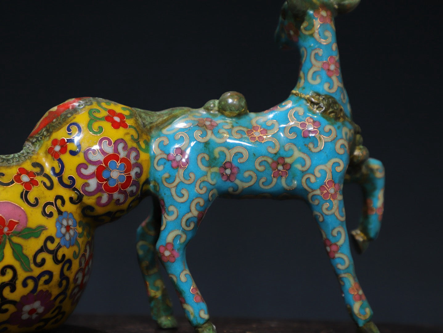 Chinese antique pure copper cloisonne attracting wealth deer ornaments