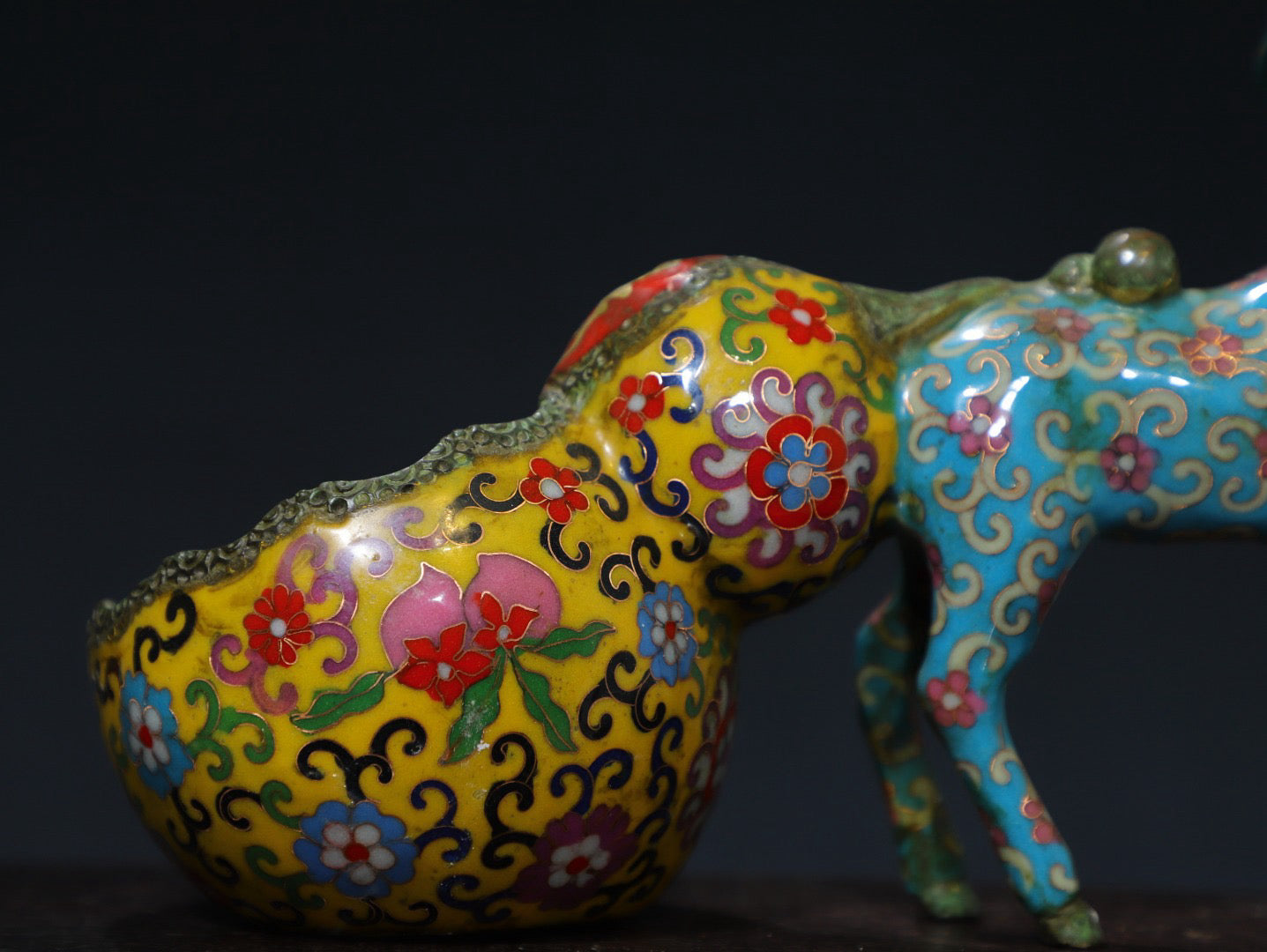 Chinese antique pure copper cloisonne attracting wealth deer ornaments