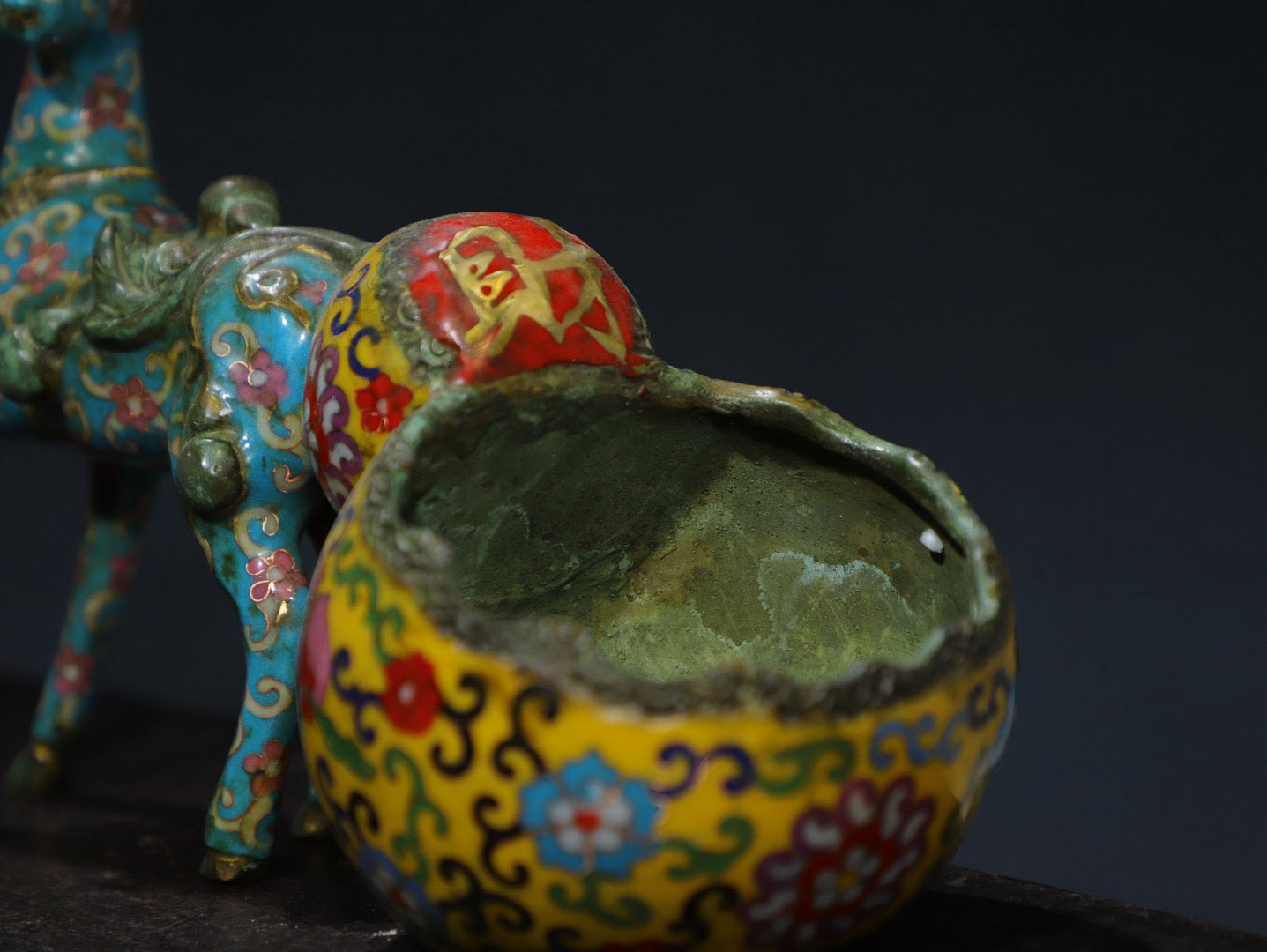 Chinese antique pure copper cloisonne attracting wealth deer ornaments