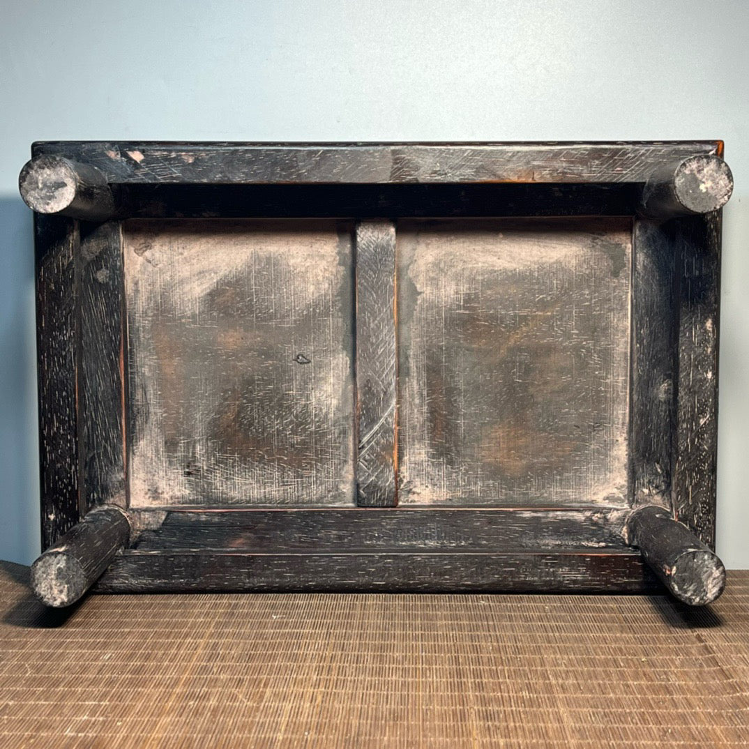 Chinese antique blood sandalwood inlaid with shell carved small kang table base
