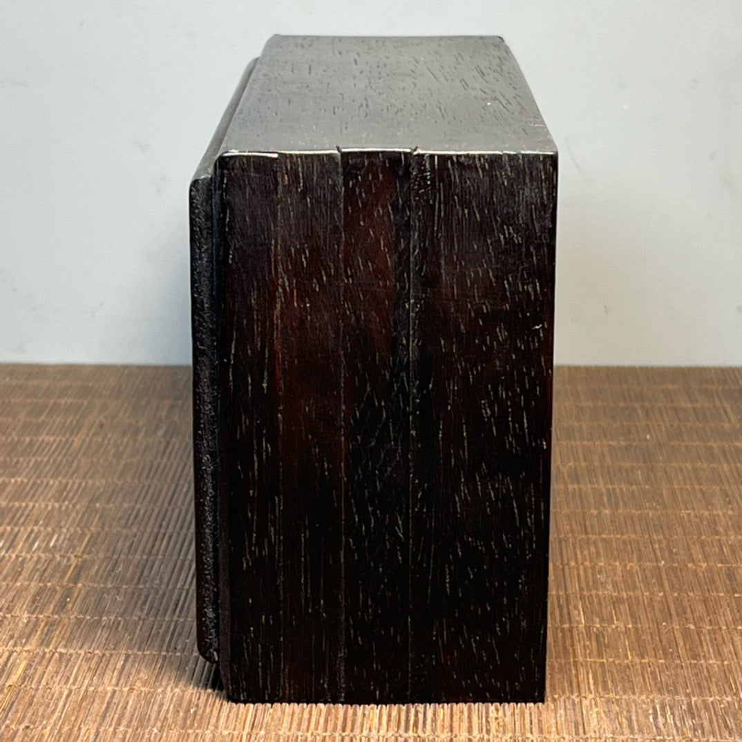 Chinese antique blood sandalwood inlaid with seashells carved with autumn chrysanthemums competing for beauty mechanism box