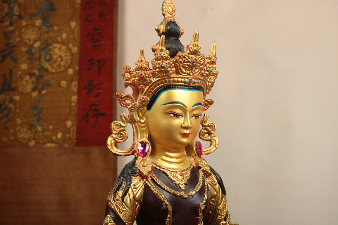 Chinese antique pure copper longevity Buddha statue