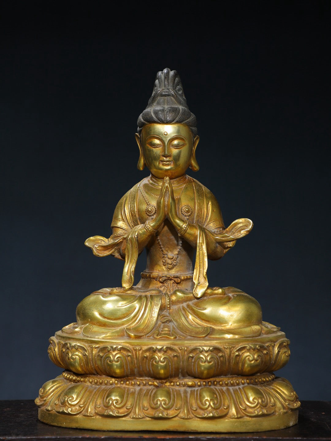Chinese antique pure copper Guanyin Buddha statue