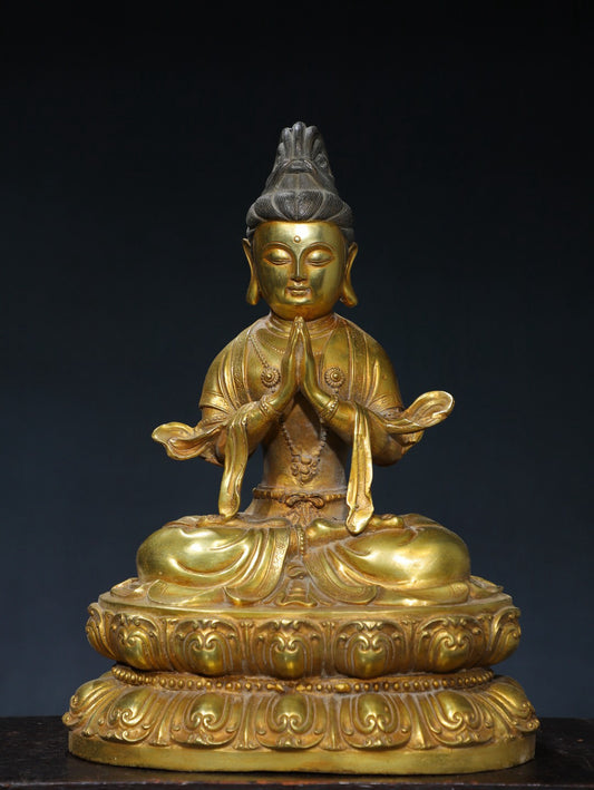 Chinese antique pure copper Guanyin Buddha statue