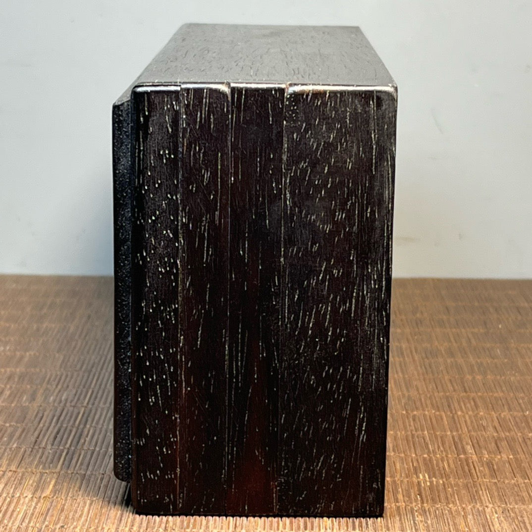 Chinese antique blood sandalwood inlaid with seashells, carved with auspicious plans, mechanism box