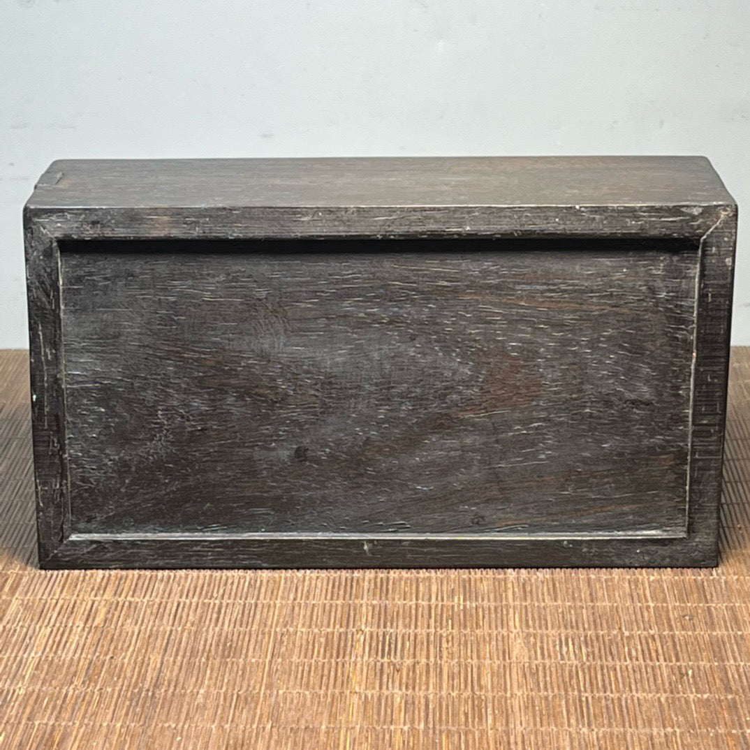 Chinese antique blood sandalwood inlaid with seashells, carved with auspicious plans, mechanism box